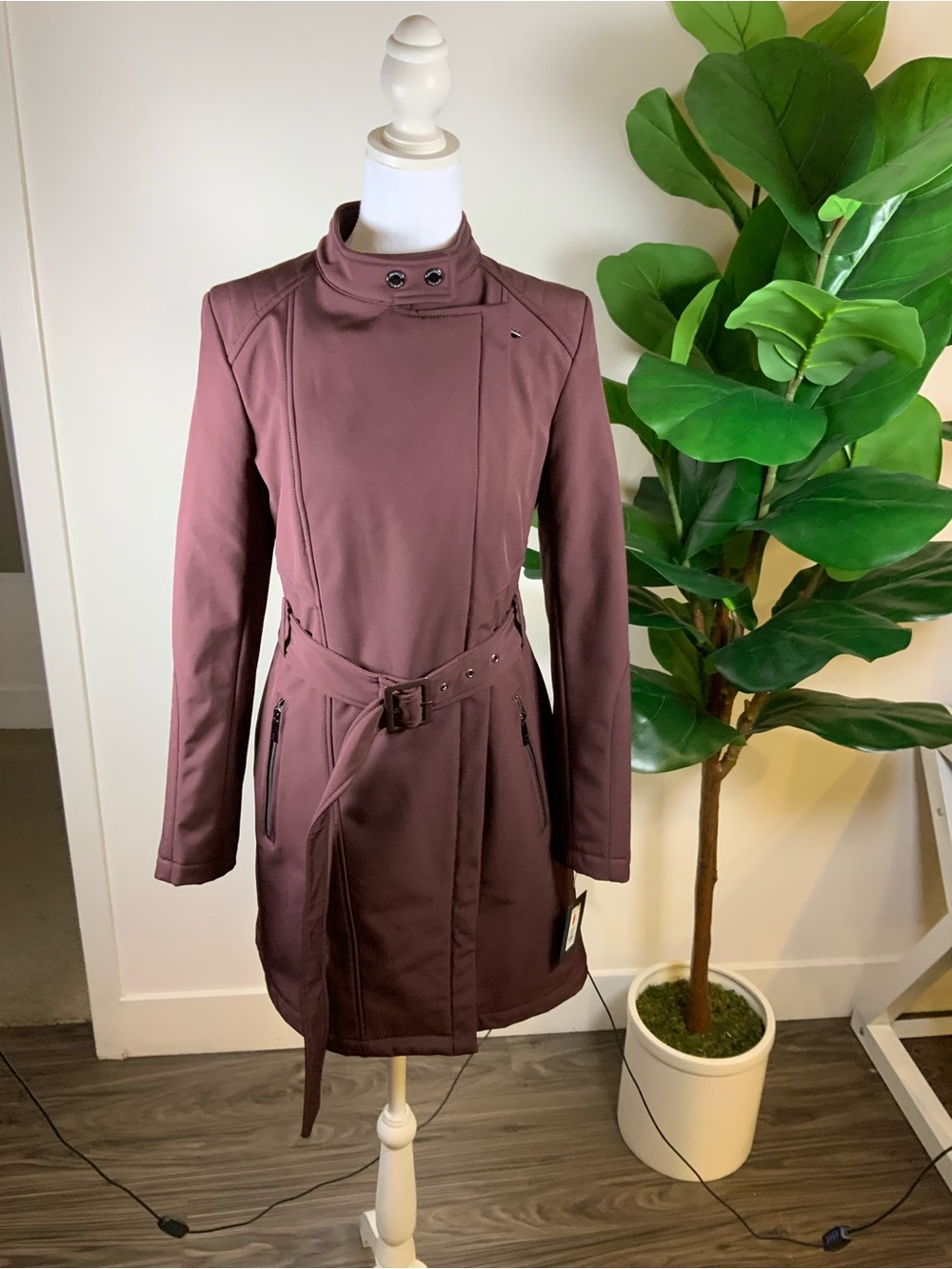 Kenneth Cole Mauve Belted Trench Coat
